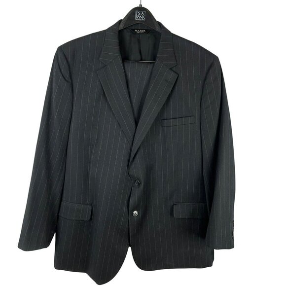 Jos. A Bank 2 Piece Suit Men 50R 40 x 27 Charcoal Gray Pinstripe 100% Wool Work - Picture 1 of 11